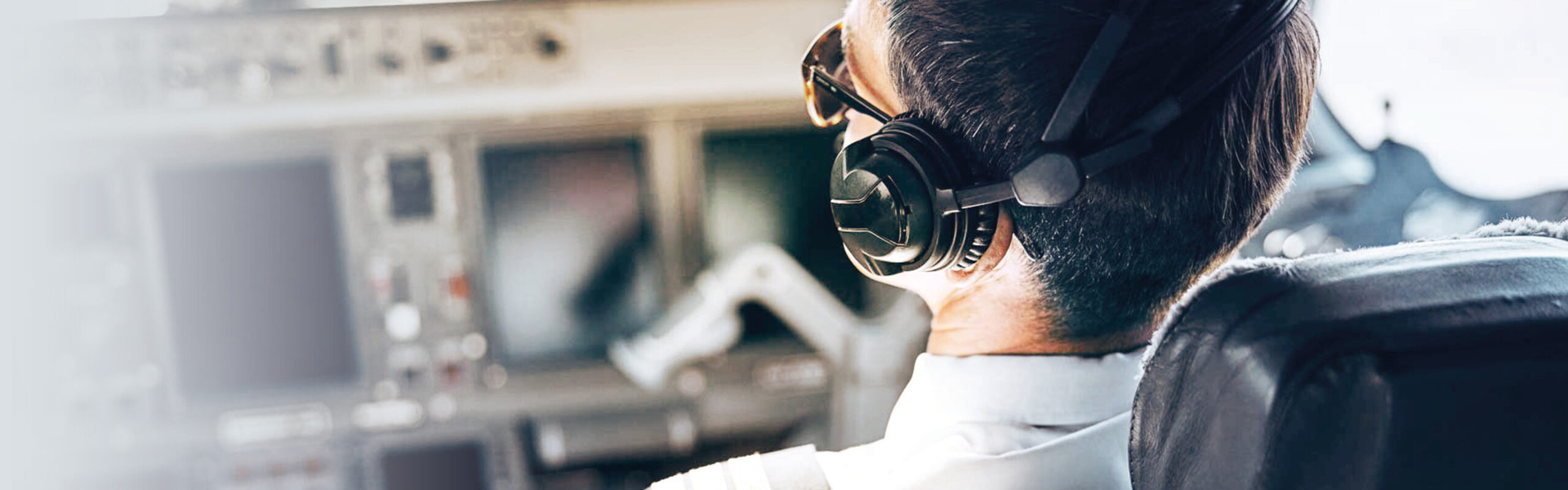 Pilot in cockpit